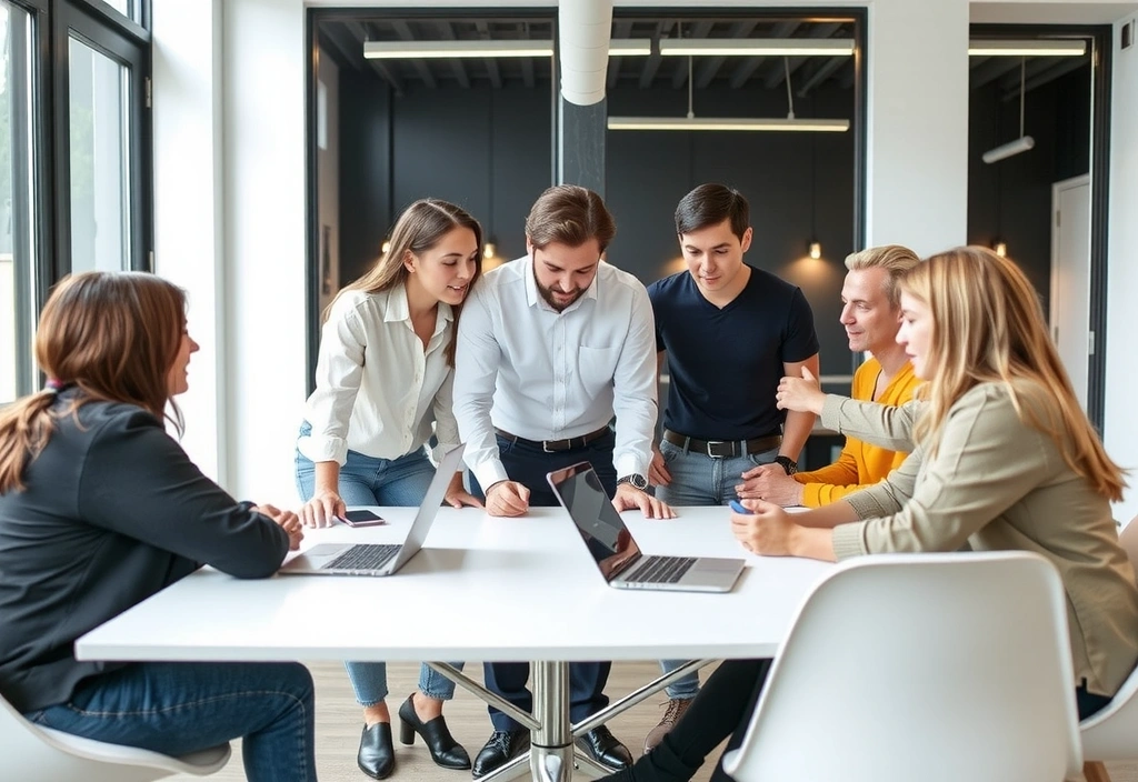 Tým creativewing diskutující nad projektem