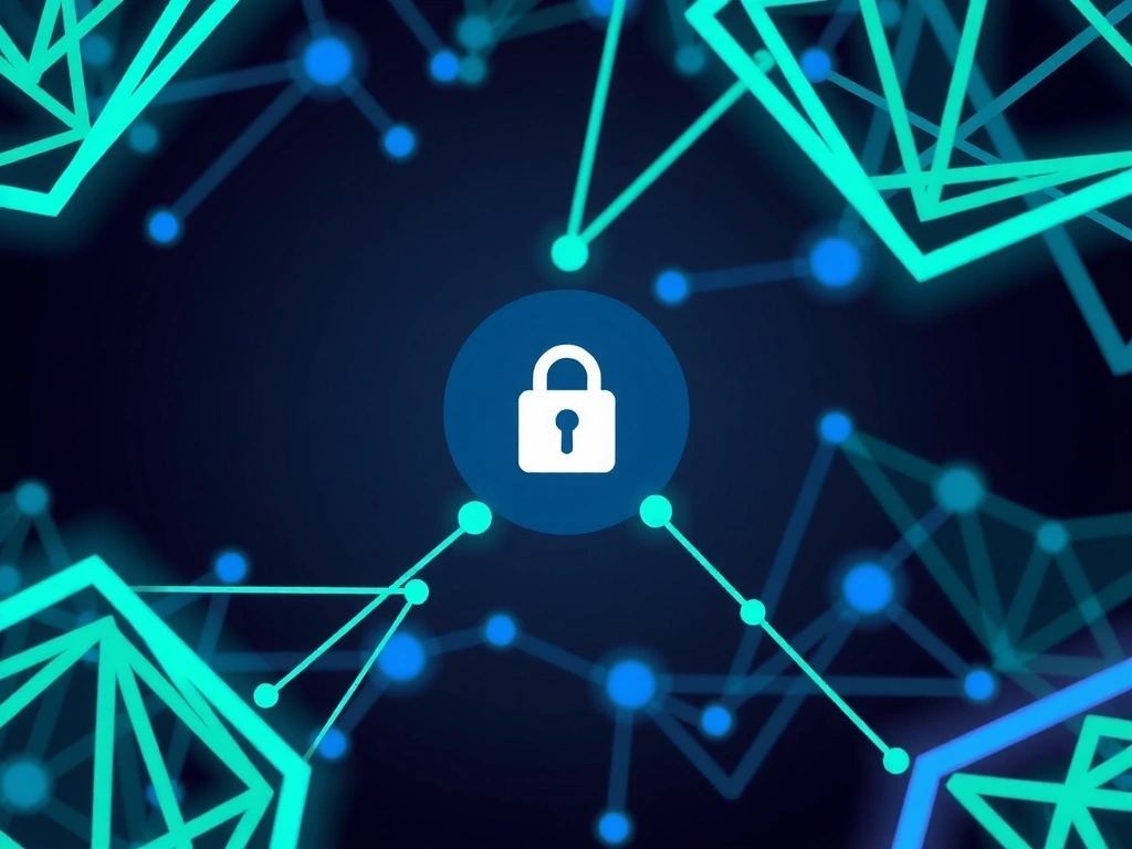 Digitalní síť s uzamčeným zámkem, symbolizující zabezpečené sdílení dat